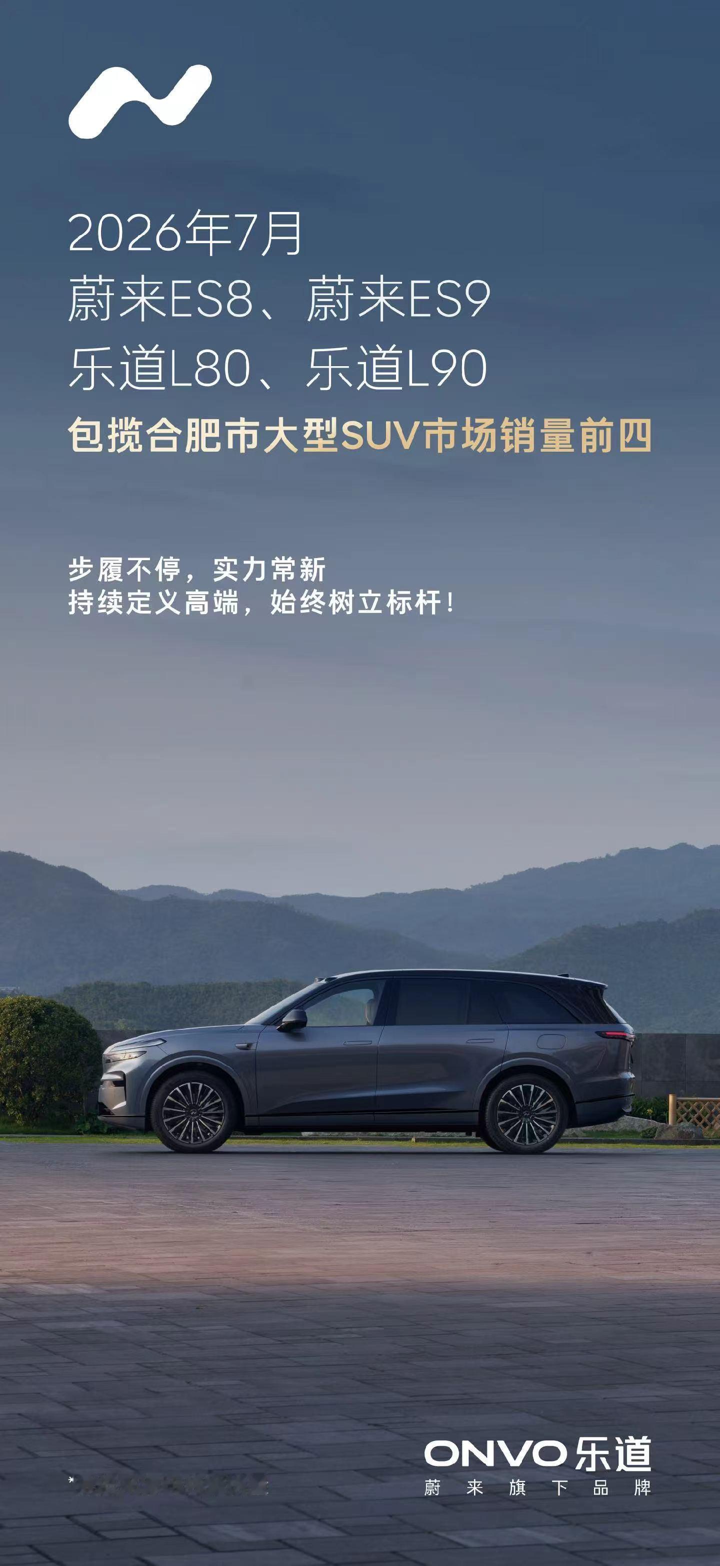 7月ES8 、ES9、L80、L90包揽 合肥市大型SUV市场前四，市占率合计超