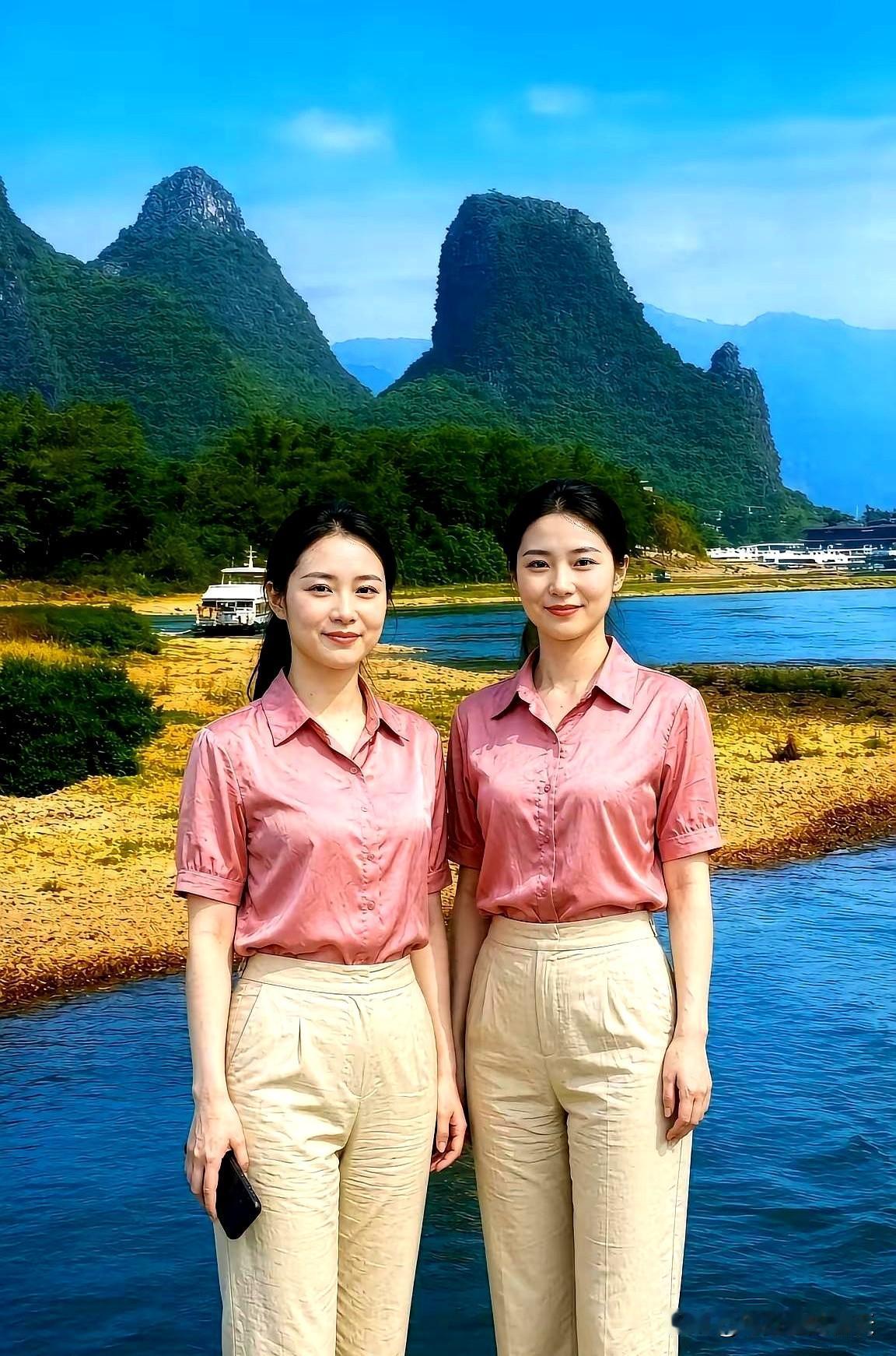 当一对姐妹坐到对面时，话题就热了——选左侧那位明眸带笑、温婉端正，还是右侧那位大