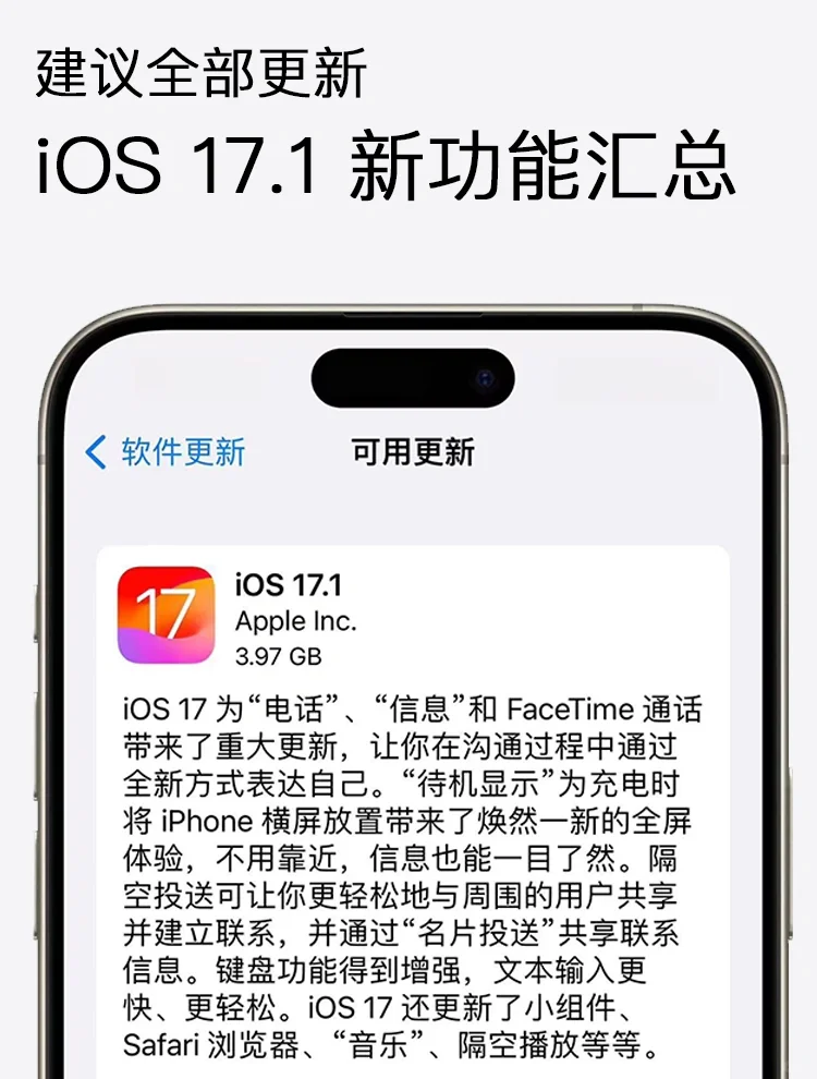 iOS 17.1亮点新功能汇总，看完再决定升不升