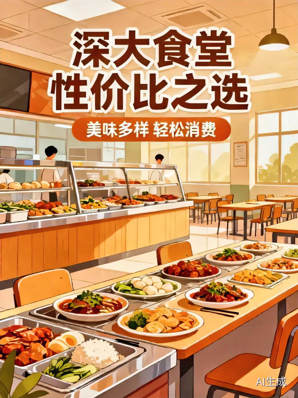 深圳大学食堂餐食品类丰富，定价亲民，女生其余日常开销虽稍多，稍加节制基本就能覆盖