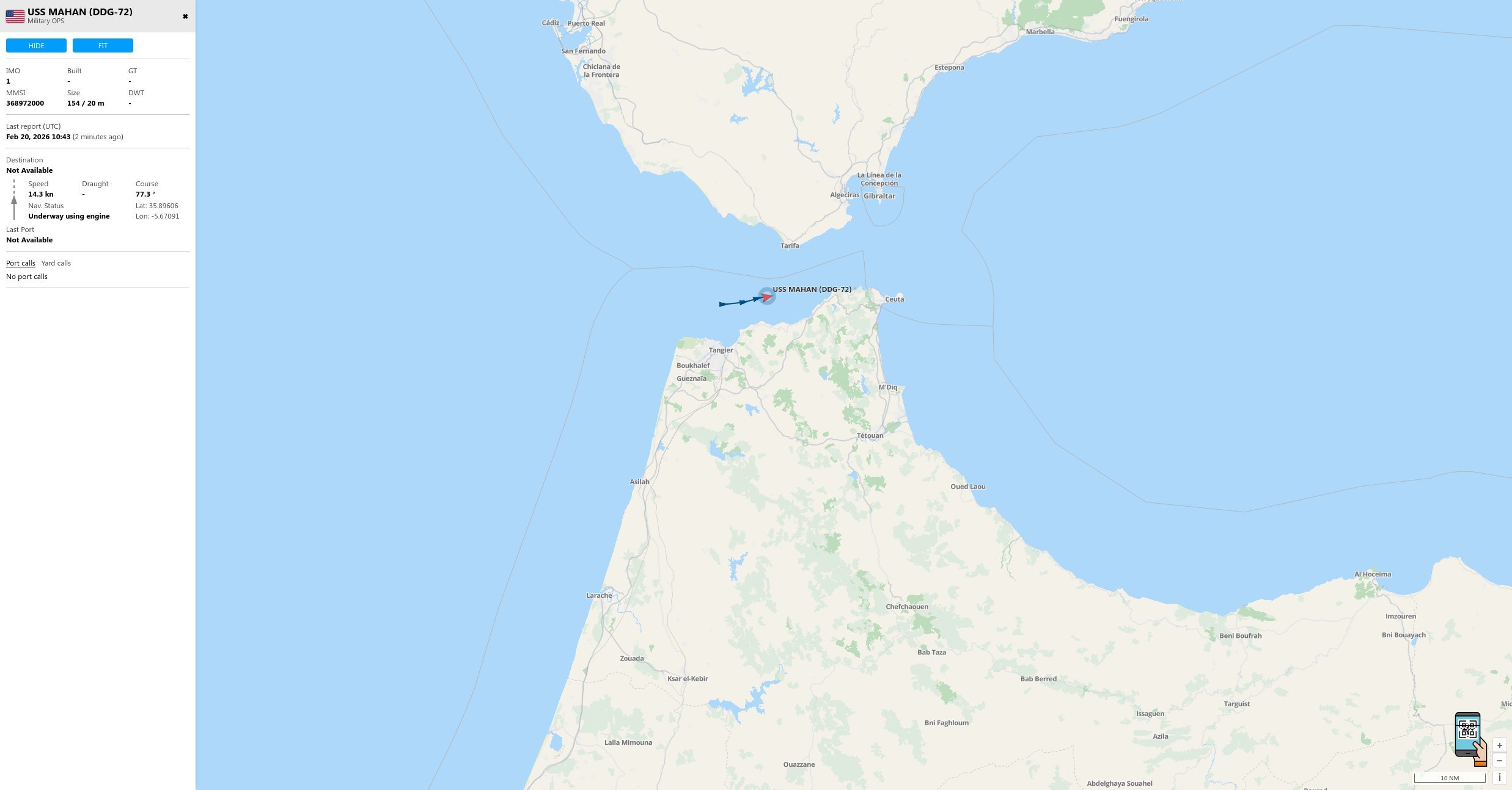 福特号航母编队正在穿越直布罗陀海峡～美国海军阿利·伯克级导弹驱逐舰“马汉”号（D