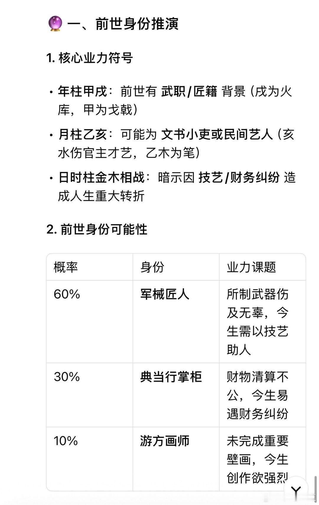 我用Deepseek算了一下前世今生，挺有意思～输入你的生辰八字，再问一下你的前