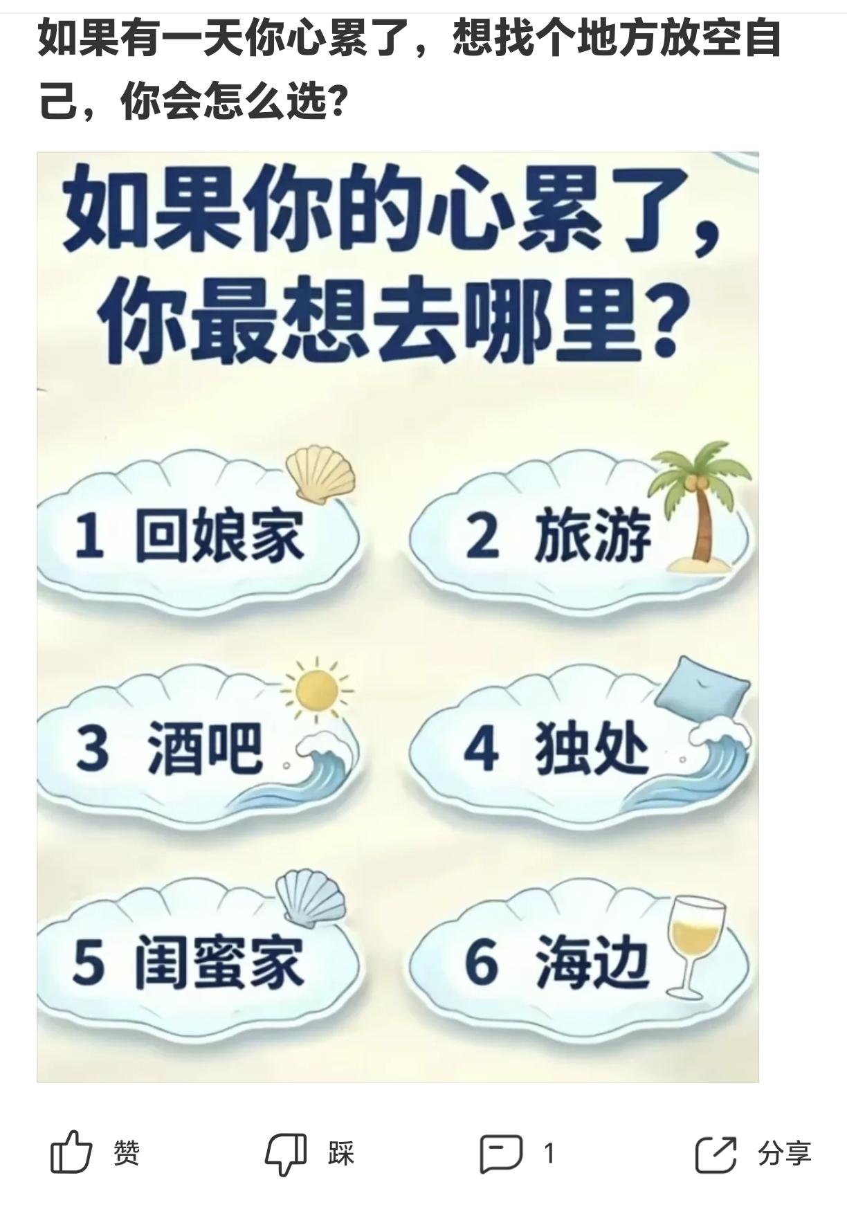 成年人总有身心俱疲的时刻，不必硬撑。
是回到娘家感受温暖，出门远行散心，或是寻一