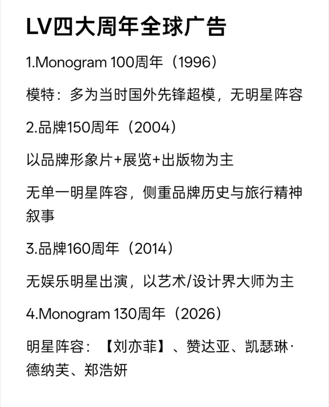 一百多年的历史，最近30年只有四个周年，按这个推理2034年可能有品牌周年，但是