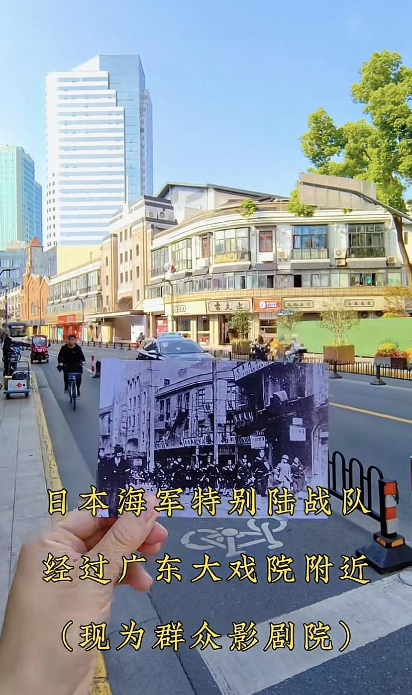 上海一位女子专门寻找历史遗迹，主要是抗战时期的，她拿着老照片亲临现场对比，这些建