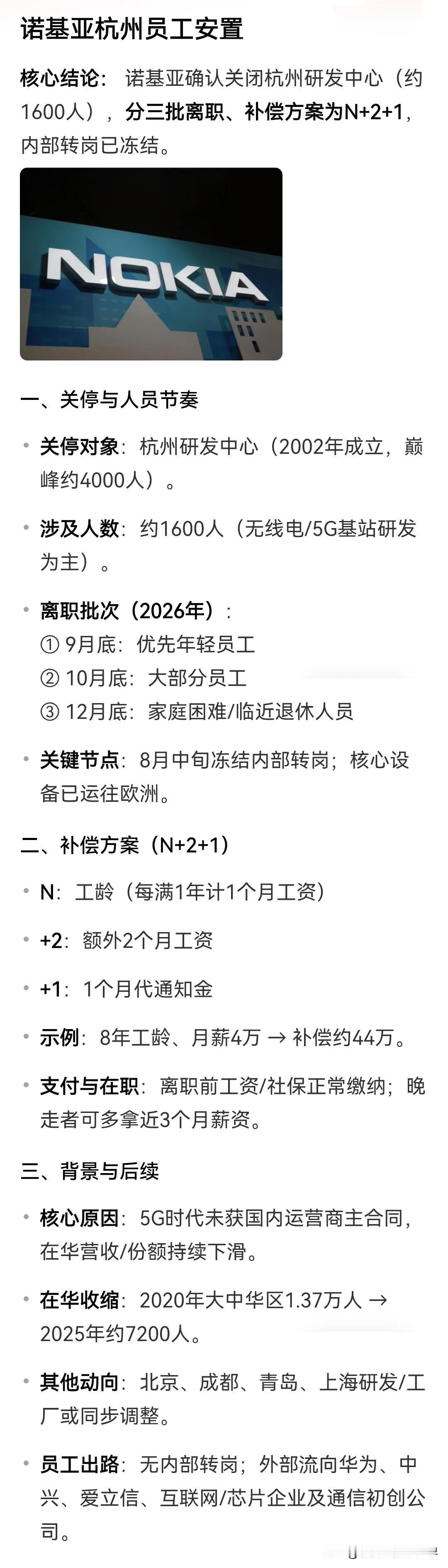 13.7万人，5年砍到只剩7200人。

诺基亚在中国的员工数量，跌了95%。杭