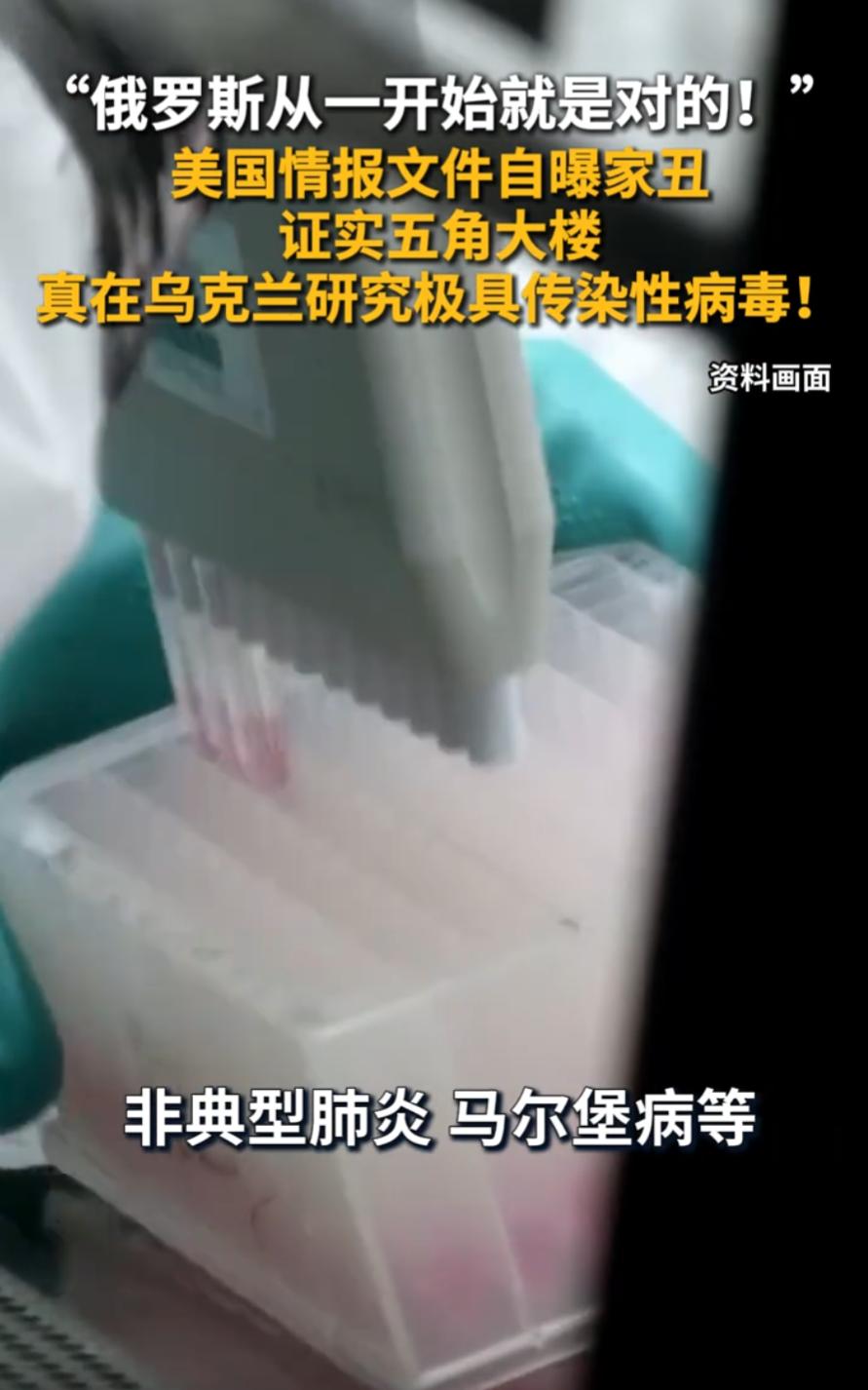 美国情报文件自曝家丑 ！五角大楼真在乌克兰研究极具传染性病毒！

美国国家情报总