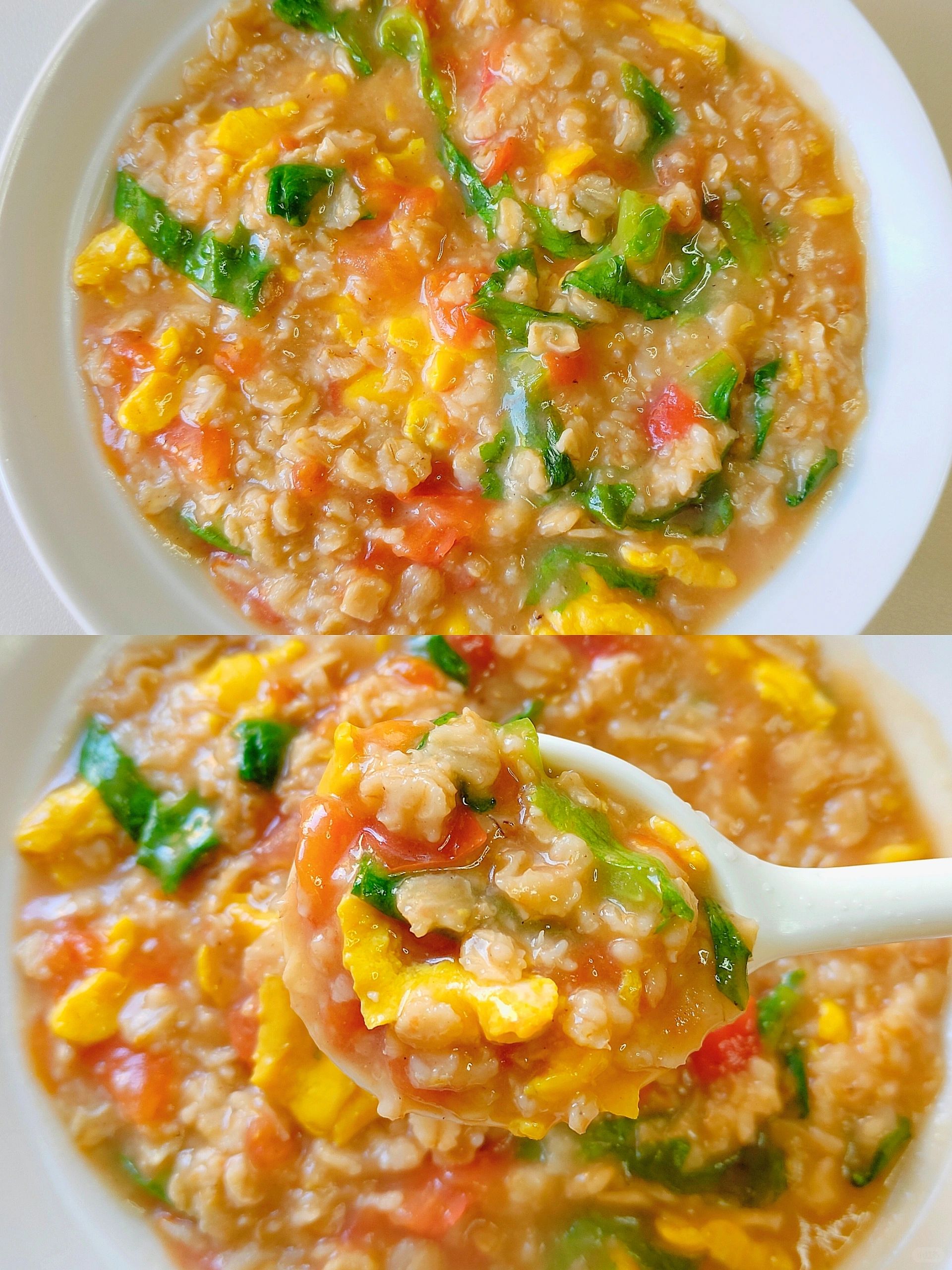 给妈妈做减脂餐D129|番茄鸡蛋燕麦粥🍲