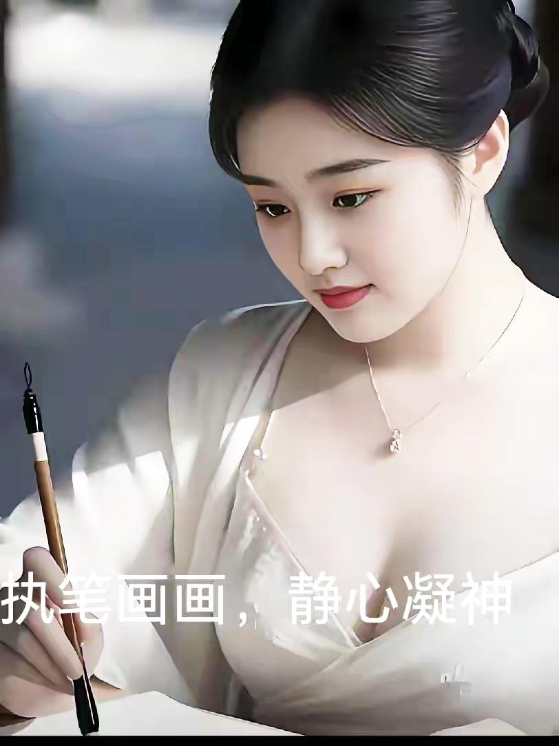 执笔凝神，静心作画，感受艺术之美。