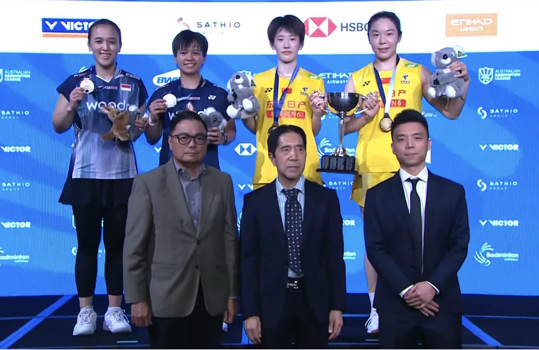 🏆女双冠军：贾一凡/张殊贤🇨🇳🥈女双亚军：库苏马/梅丽莎🇮🇩恭喜四位