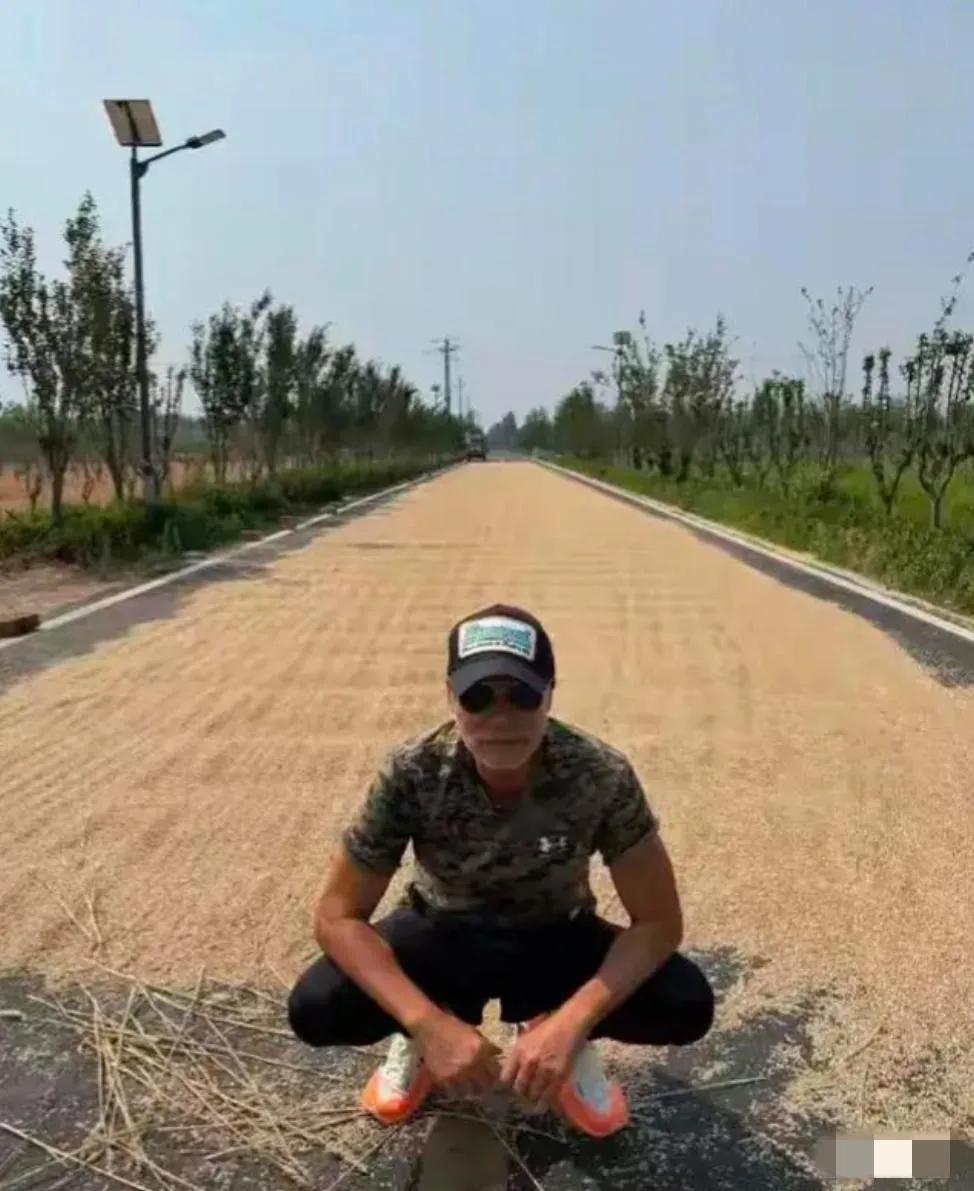 70岁的任达华回山东老家收小麦，体格仍健状，白色胡须抢镜！