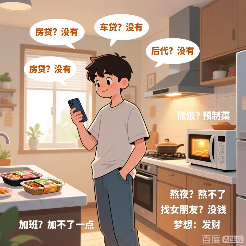 1房贷？没有。2.车贷？没有。3.后代？没有。4.存款？负债不少。5.加班？加不