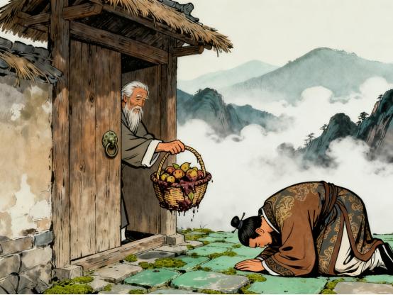 张良被刘邦封侯后衣锦还乡，师父黄石公却闭门不见，只托人送来一筐“烂杏”。张良看后