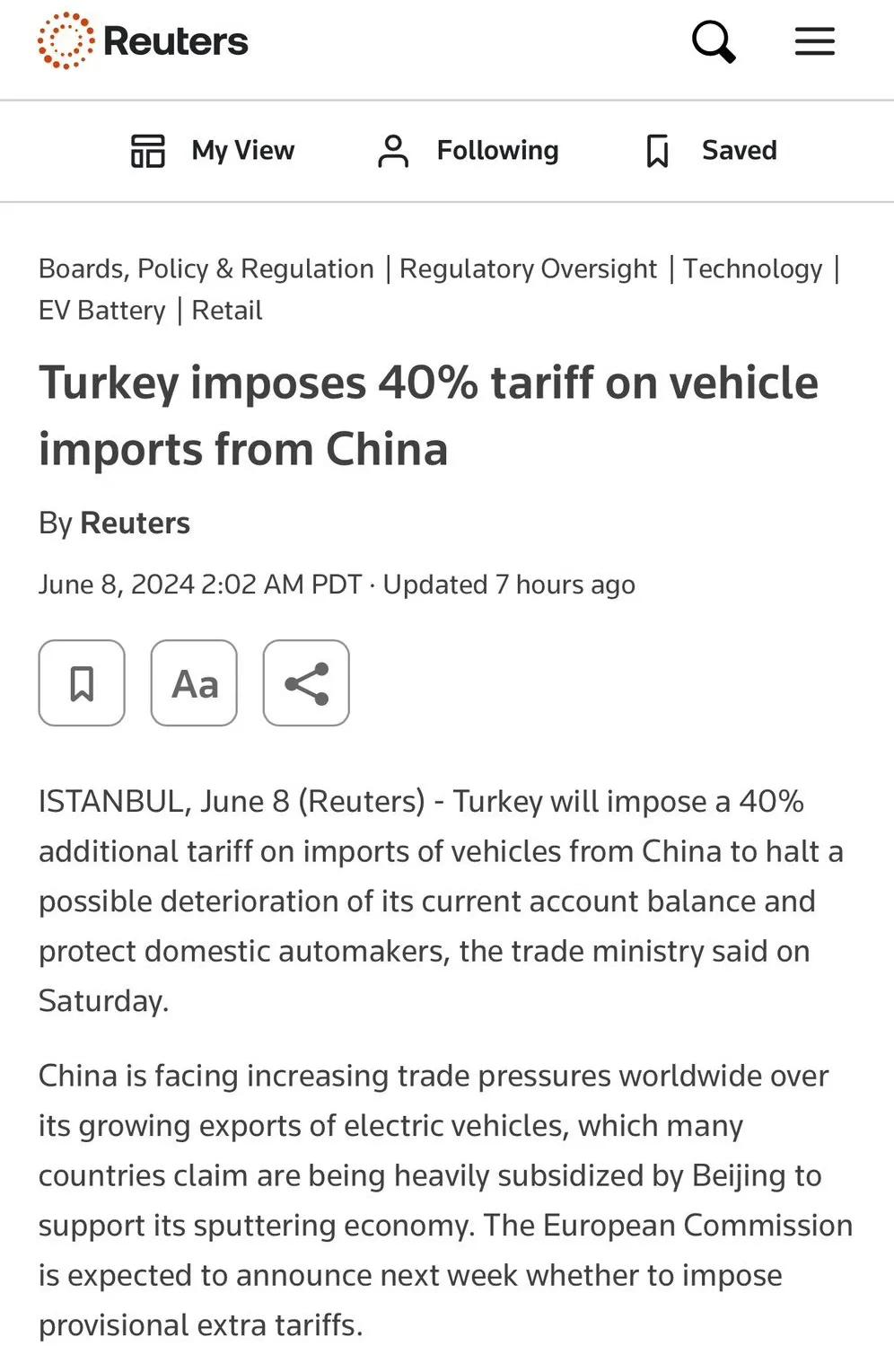 土耳其也飘了，作为一带一路的国家，居然想出了增加中国进口汽车关税的决定，包括燃油