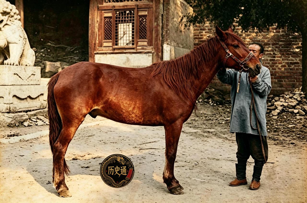 这匹御马因通体赤红枣骝色，皮毛油亮光泽感强，所以被光绪皇帝御赐“赤龙”。一九零零