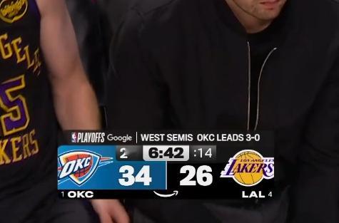 哈哈哈哈哈哈哈哈哈笑死我了 湖人5分多钟没有得分了 雷霆vs湖人nba季后赛 湖