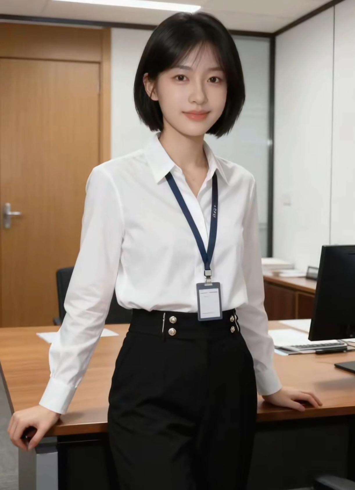 女孩子怎么穿搭既时尚又好看?
职业装穿搭。
迷人的笑容。