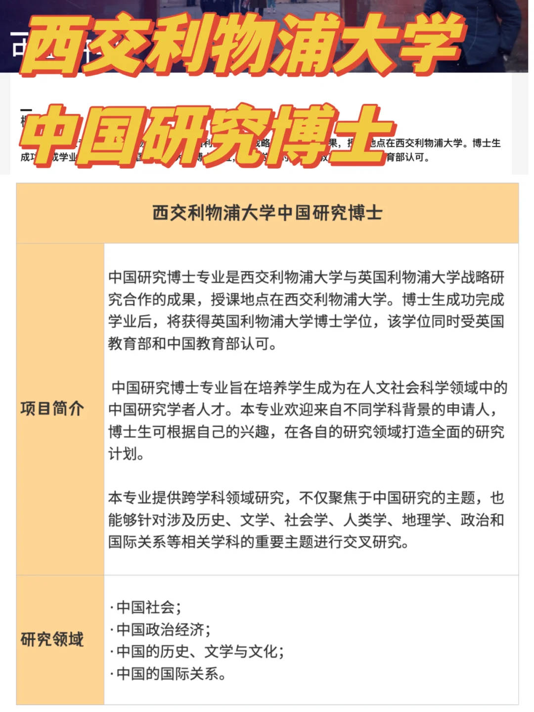西交利物浦大学丨中国研究博士