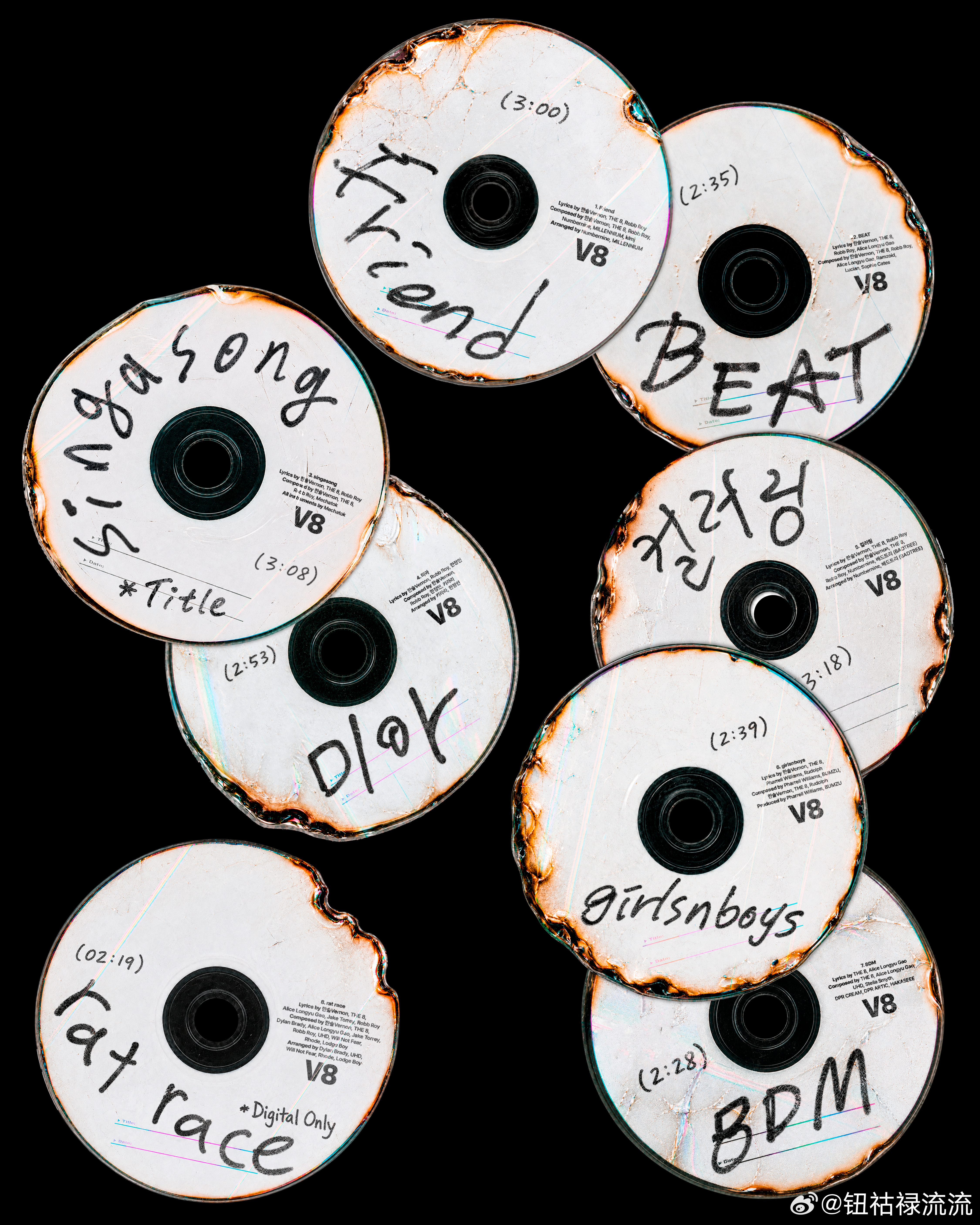 徐明浩&崔韩率小分队V8出道专歌单，主打曲sing a song，所有歌均两位成