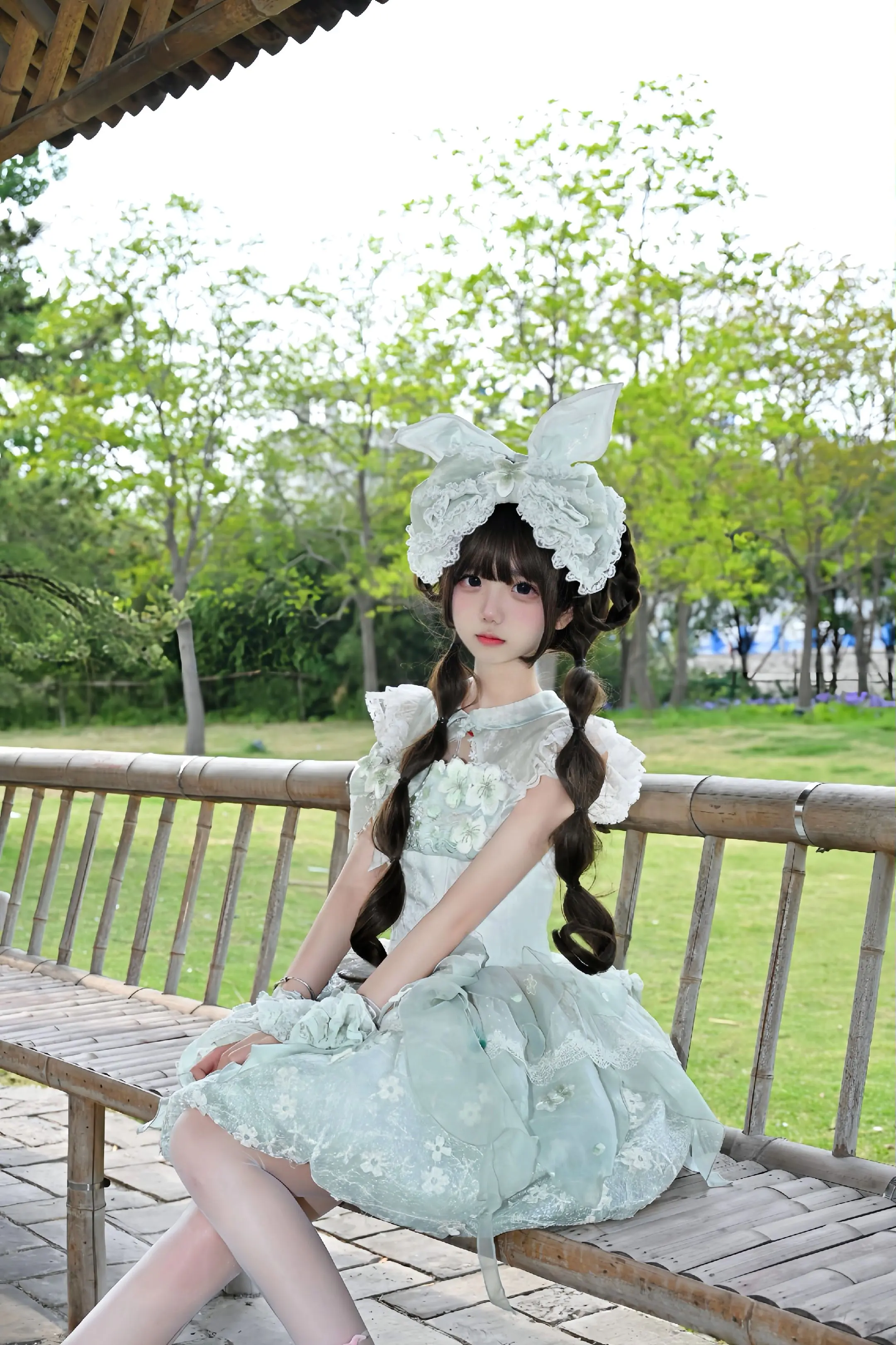 桃之夭夭花苞版 像一只梨花绿小兔子