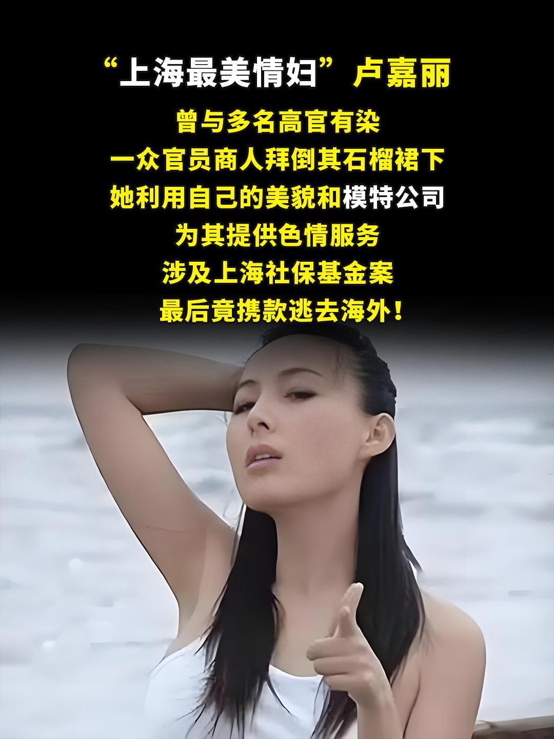 “上海最美情妇”卢嘉丽，曾与多名高官有染。一众官员商人拜倒其石榴裙下...