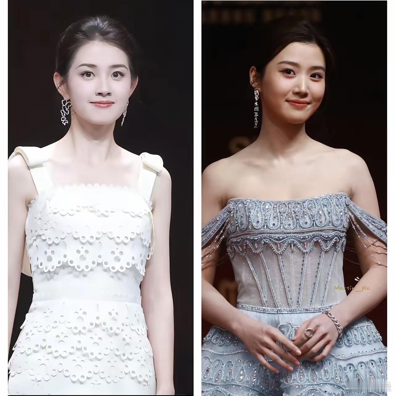 左边是短剧一姐郭宇欣右边是长剧演员卢昱晓两个人同样是走红毯但是却截然不同没想到短