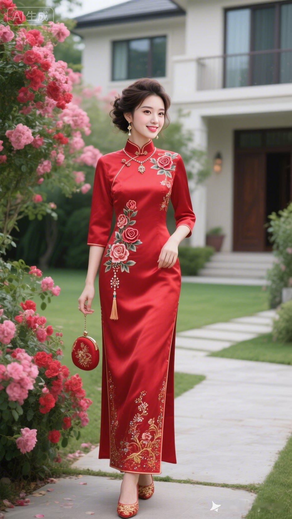 惊艳的红色旗袍，尽显东方古典美！