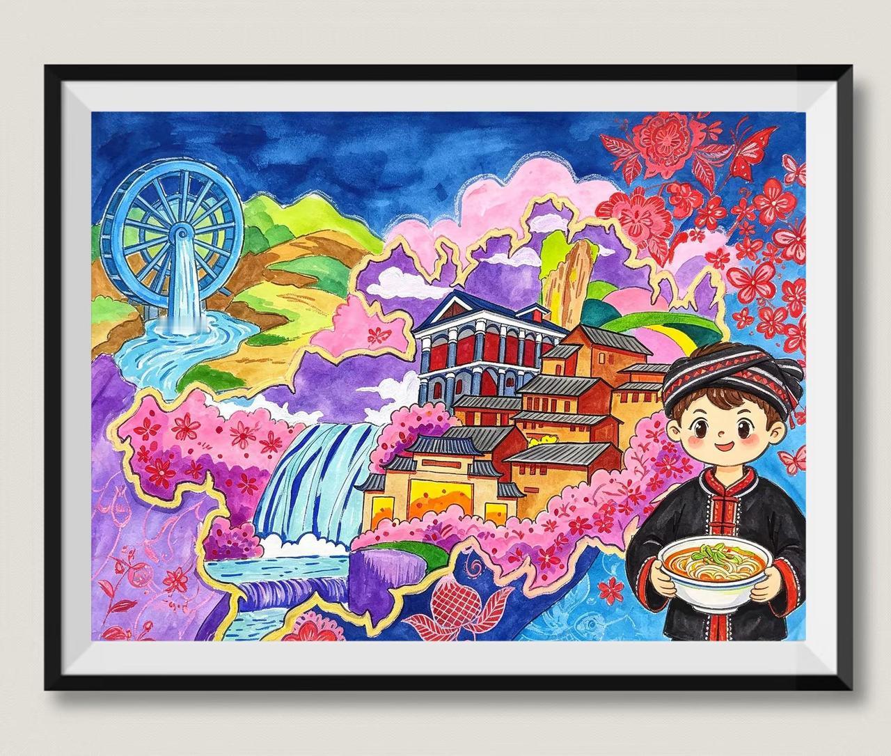 手绘贵州地图。贵州地图主题画，手绘地图绘画，贵州地图绘画贵州贵州手绘地图手绘贵州
