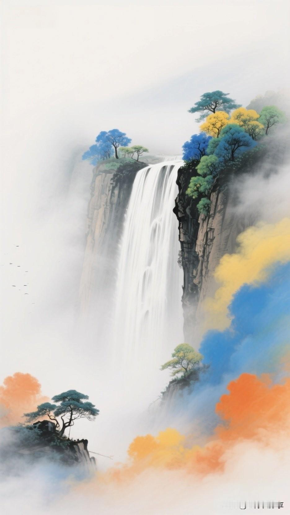 水调歌头·观瀑

飞瀑挂绝壁，碎玉落千寻。
云涛翻涌如雪，万壑起龙吟。
我欲乘风