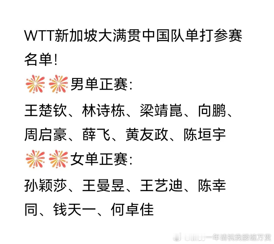 陈垣宇黄友政获新加坡大满贯外卡 黄友政🇨🇳、陈垣宇🇨🇳获得男单资格赛外卡