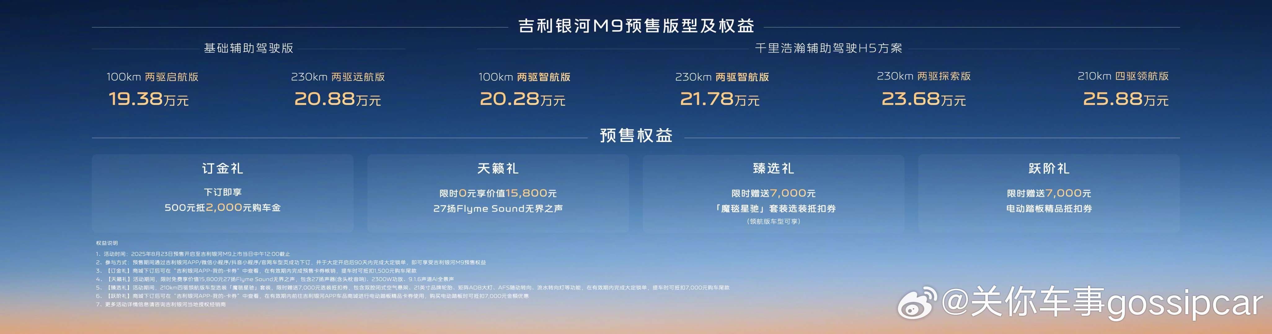 兄弟们，人民的M9来了 ！你怎么想到，吉利银河M9公布预售指导价：19.38 -