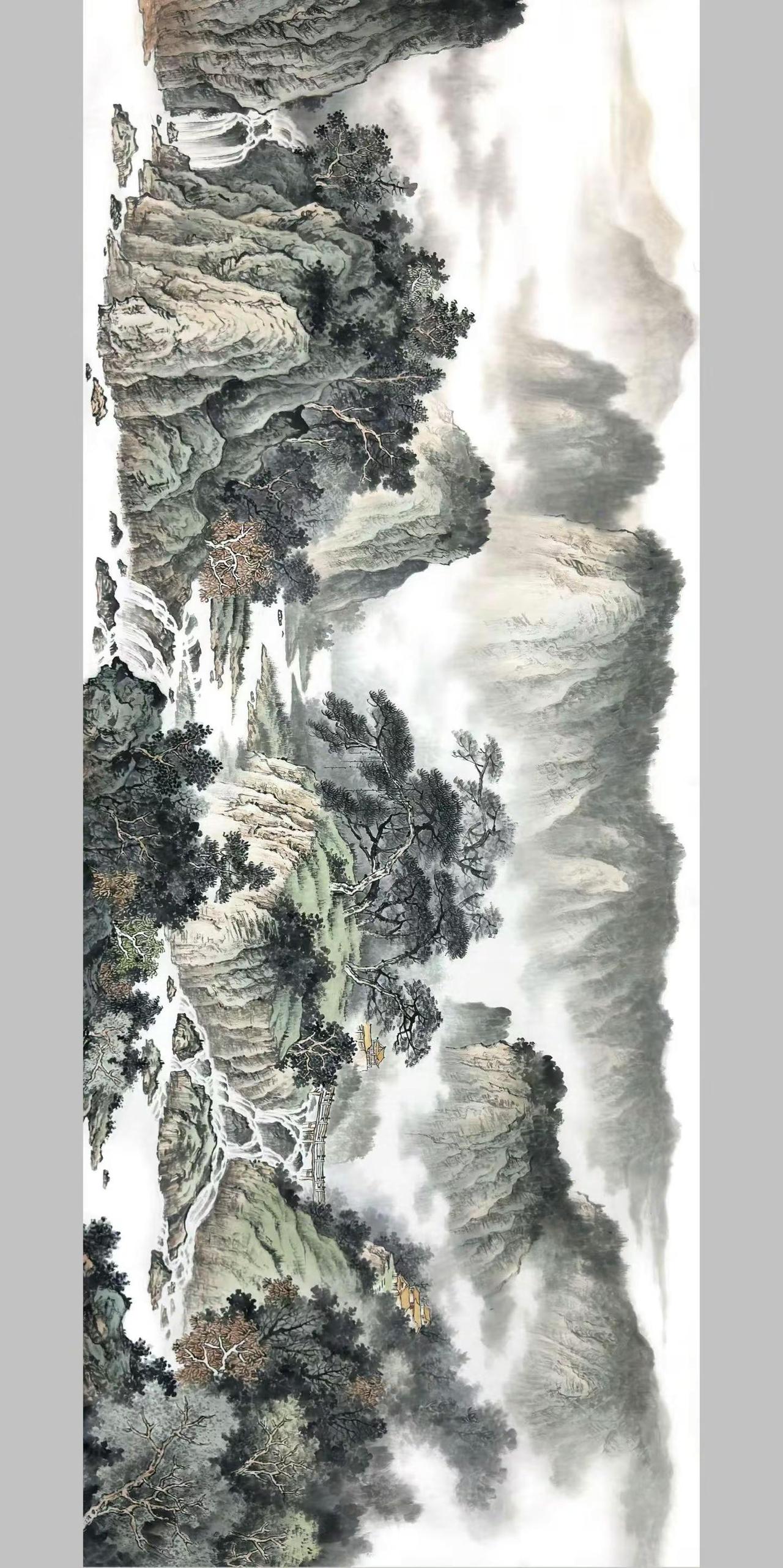 小六尺山水。定稿创作者中心 创作灵感 意境山水画 国画专业