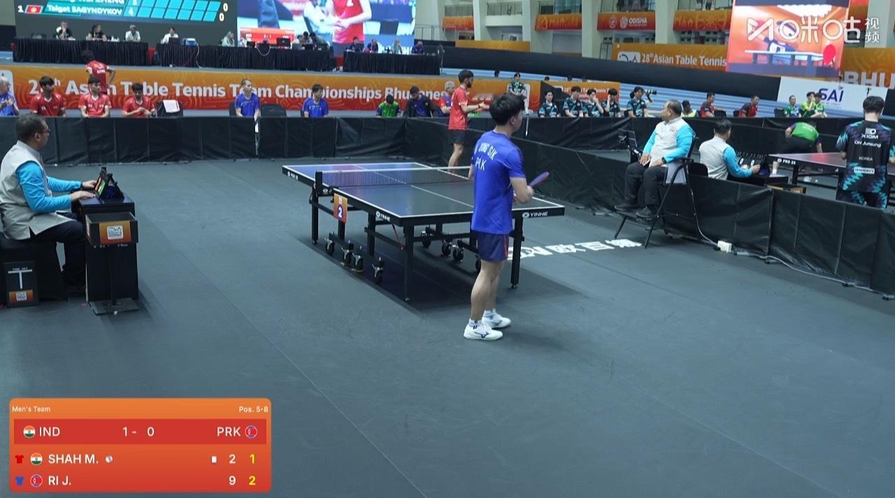 2025亚锦赛团体赛男子团体5-8排名赛印度1-1朝鲜玛努什1-3李正植（11-