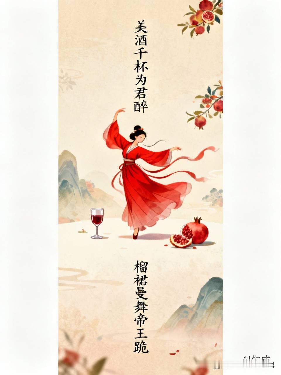 上联:美酒千杯为君醉，邀君赐下联，榴裙曼舞帝王跪！