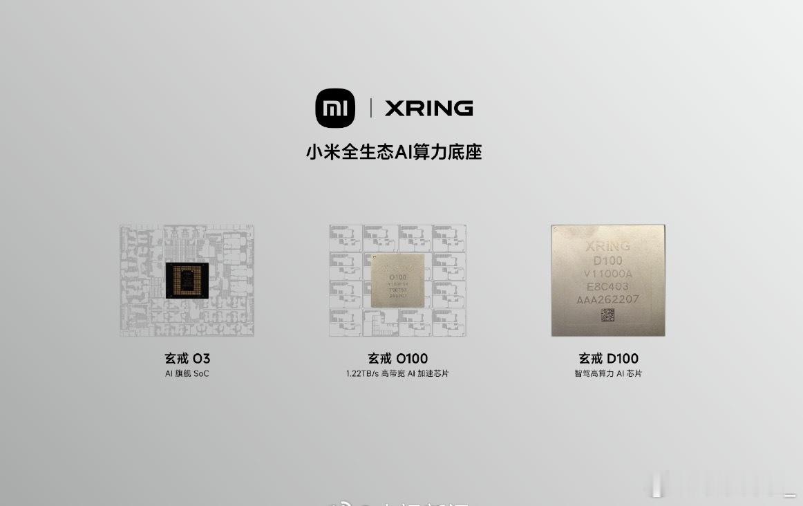 三芯齐发中国芯片产业再突破小米今天甩出三颗自研芯片：玄戒O3、O100、D100
