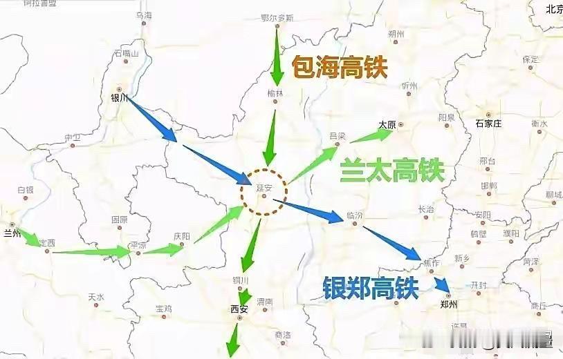 兰州至延安高铁是京兰新通道（北京一太原一延安一庆阳一兰州)的核心段落，总里程约1