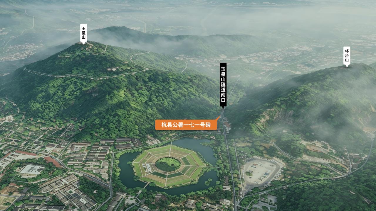 这是杭州非常小众的一个景观：在玉皇山隧道南口，西侧山岩上，
嵌着一块高2.3米的