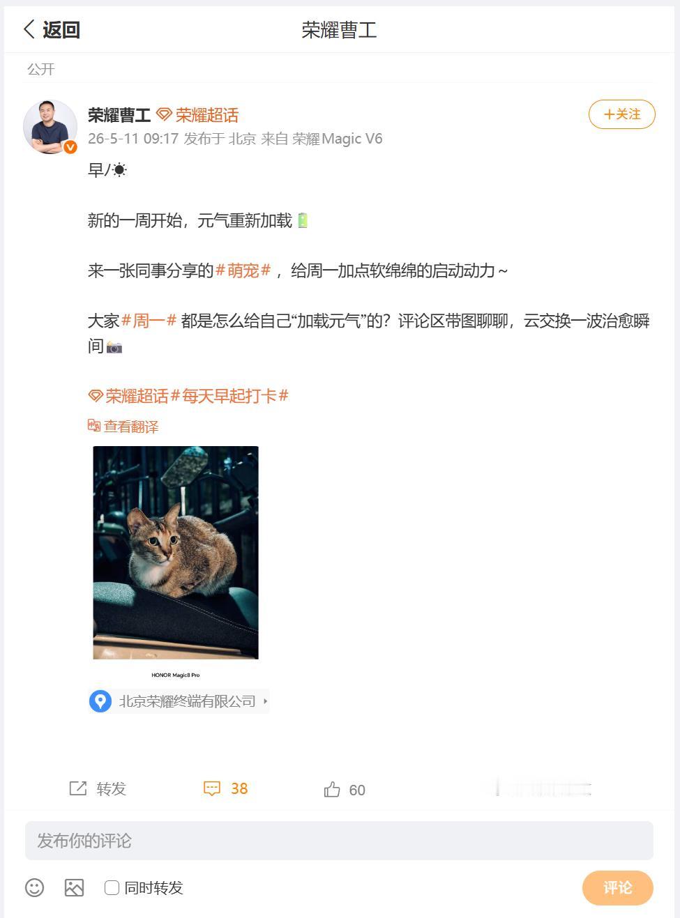 荣耀 Magic8 Pro随手拍的氛围感如何呢？不妨看看荣耀研发工程师曹工，分享