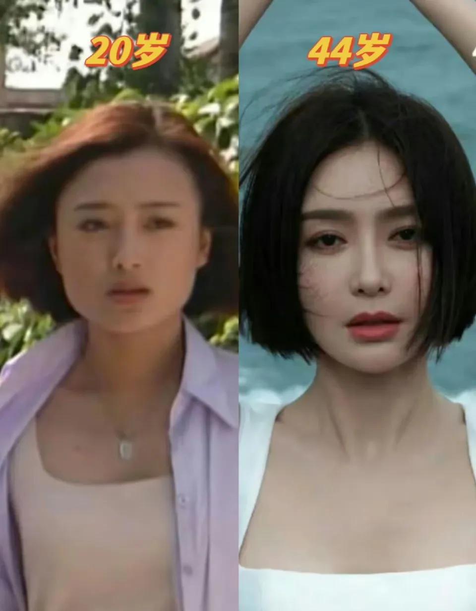 谁能想到，
左边是二十几年前的秦岚，
变化太大了吧！