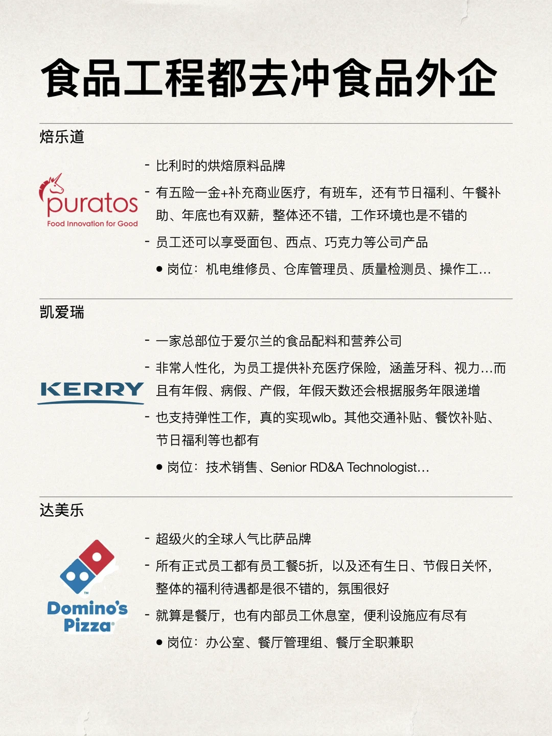 食品工程的，金三银四直接冲食品外企