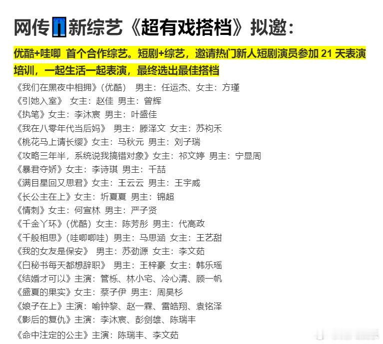#我嗑的短剧cp在优酷二搭了##超有戏搭档聚集短剧熟面孔# 传下去我磕的短剧cp