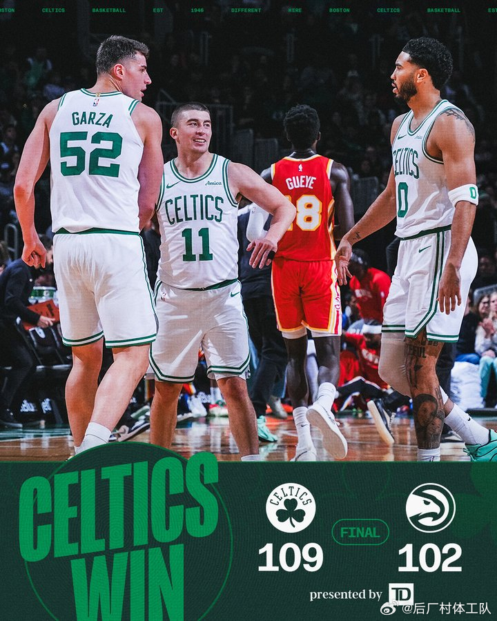 凯尔特人战胜老鹰塔图姆疯狂打铁 凯尔特人109-102战胜老鹰，数据方面普理查德