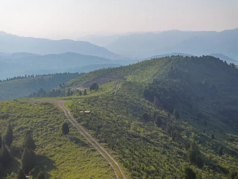 相册里最满意的那张照片，是去年登山时拍的。那天我起了个大早去爬附近的山，一路上走