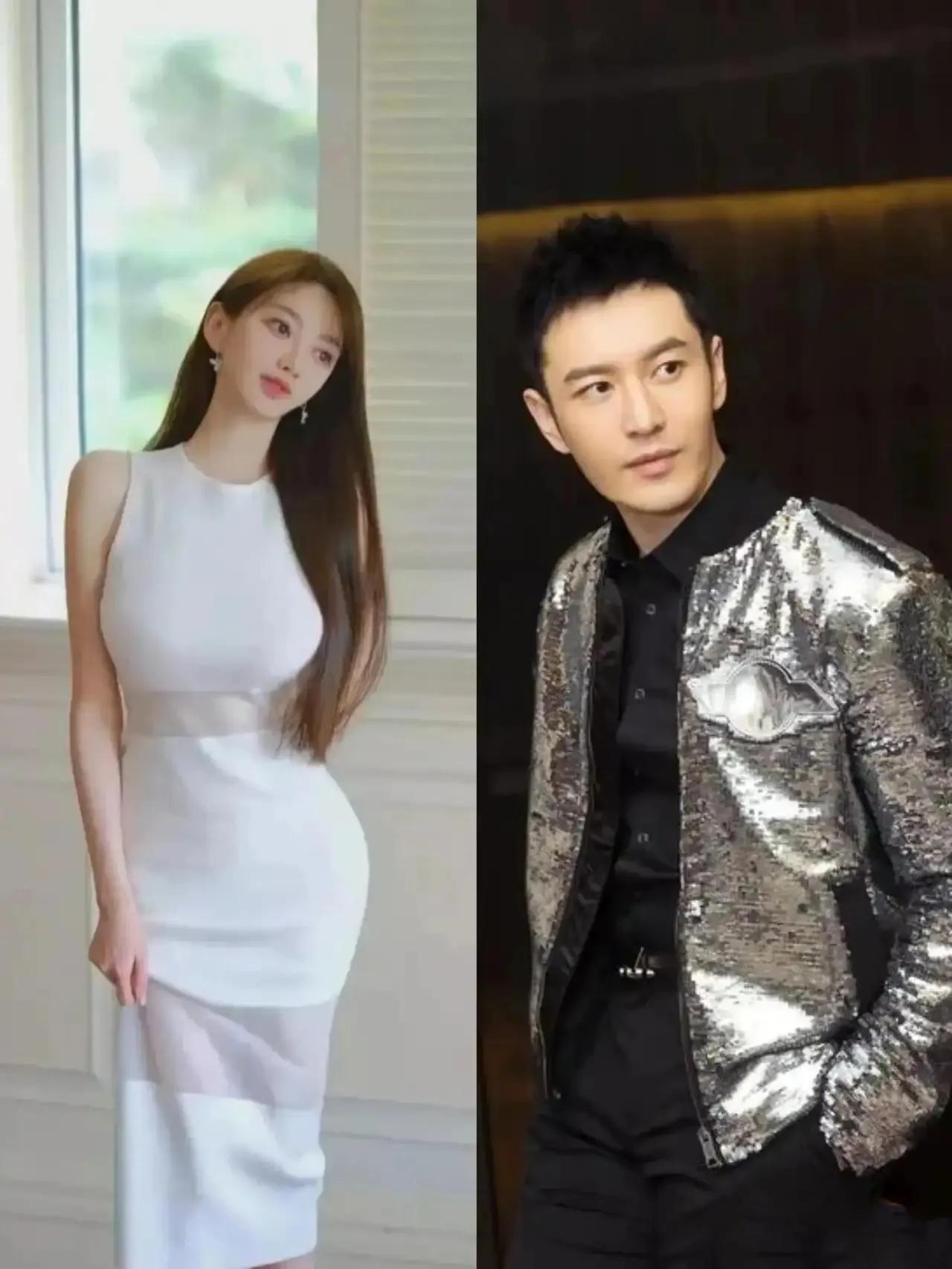右侧，黄晓明形象的象征，左侧则站立着他的官方认证女友叶珂，年仅小三岁的她，拥有令