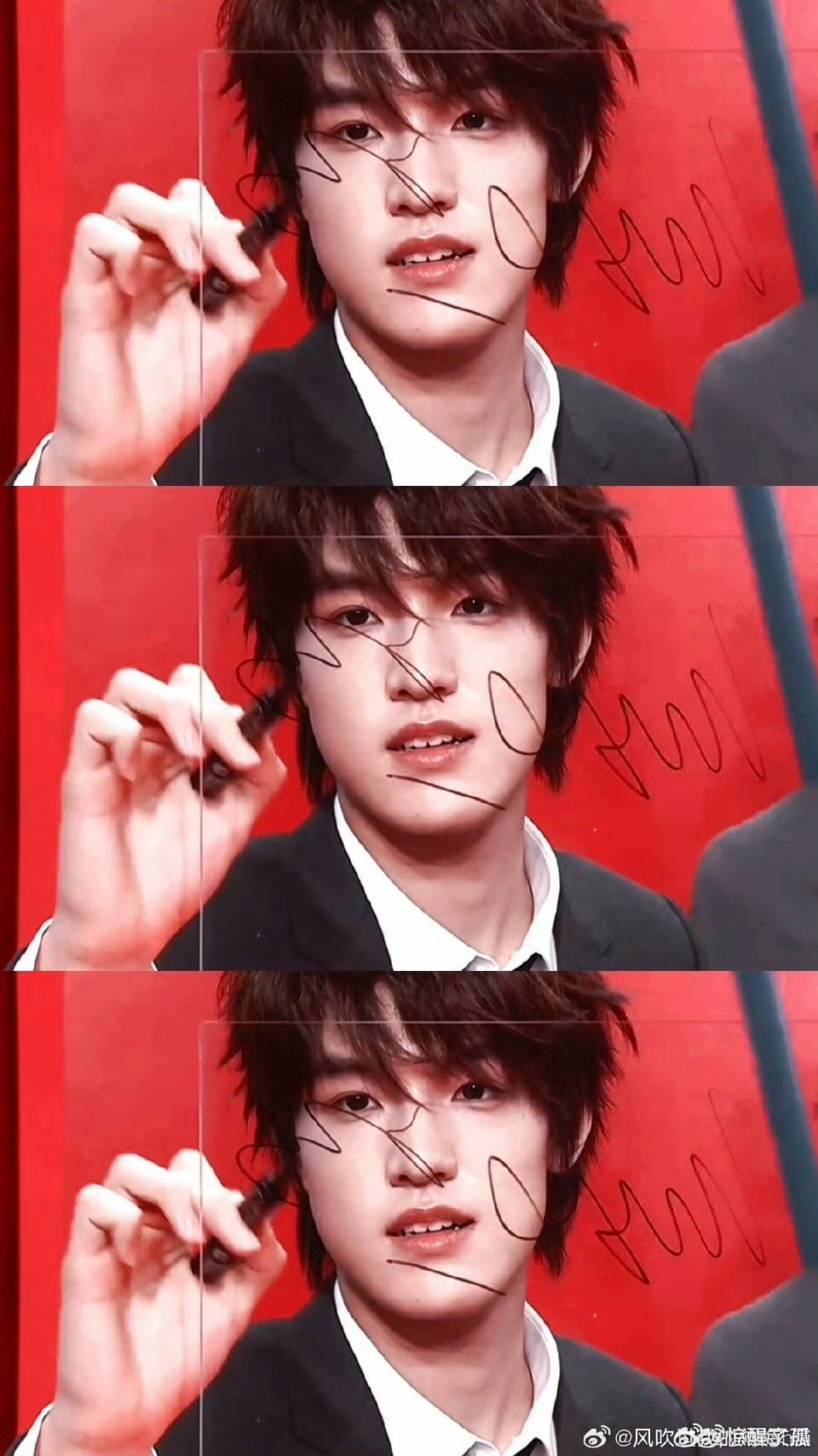 张泽禹镜头签这一下 谁被签名名场面戳中了？凝神时的认真自带氛围感，落笔时的流畅帅