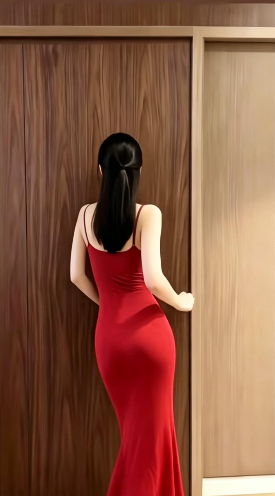 看到穿红色裙子的女孩背对镜头，就想起在重庆街头抓拍的画面。当时有个穿红色格子连衣