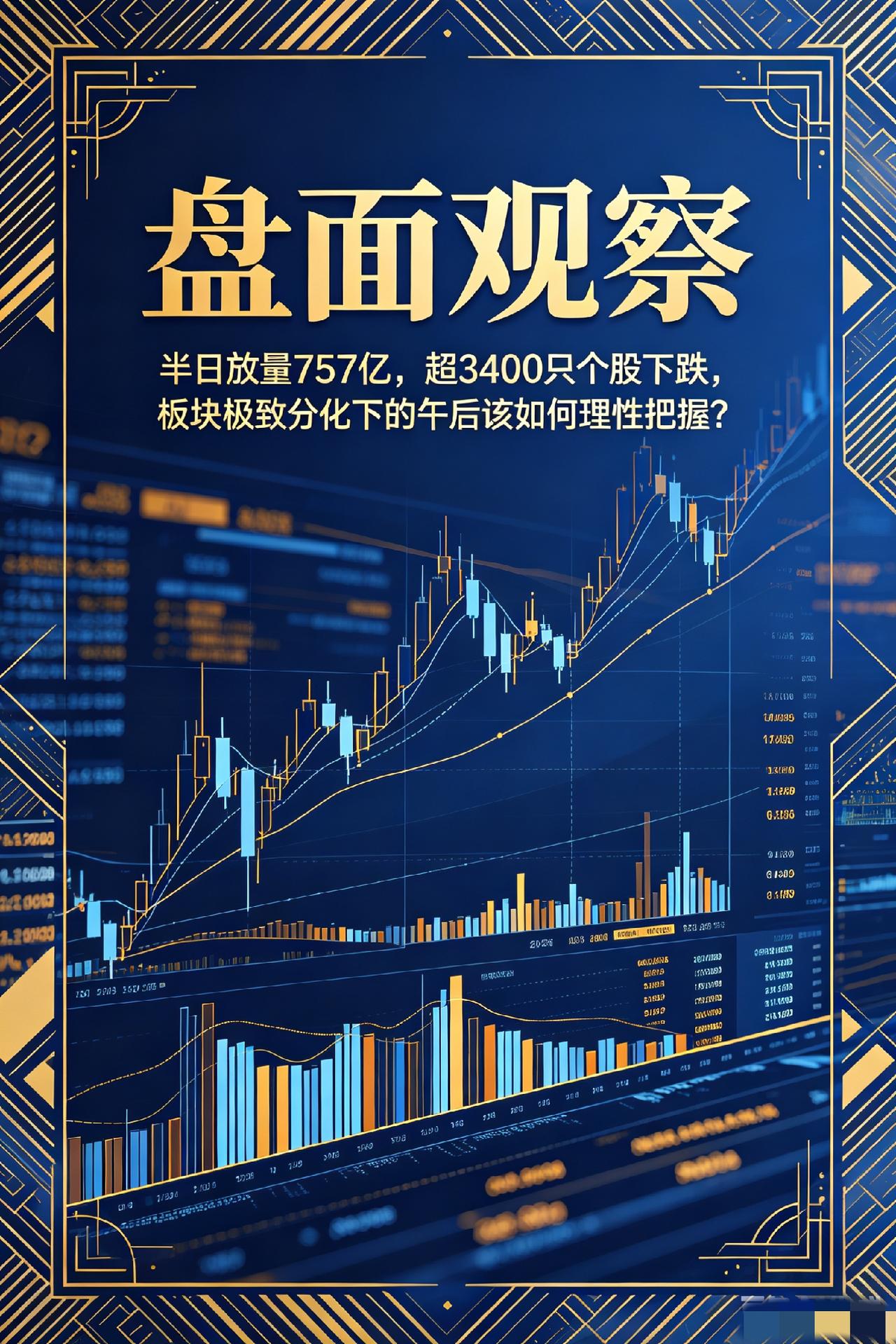 【盘面观察】半日放量757亿，超3400只个股下跌，板块极致分化下的午后行情该如