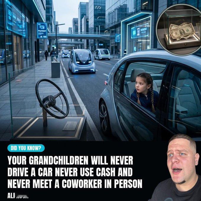 你的孙辈将永远无法体验的三件事。开车。用现金。亲自与同事见面。今天定义数十亿人日