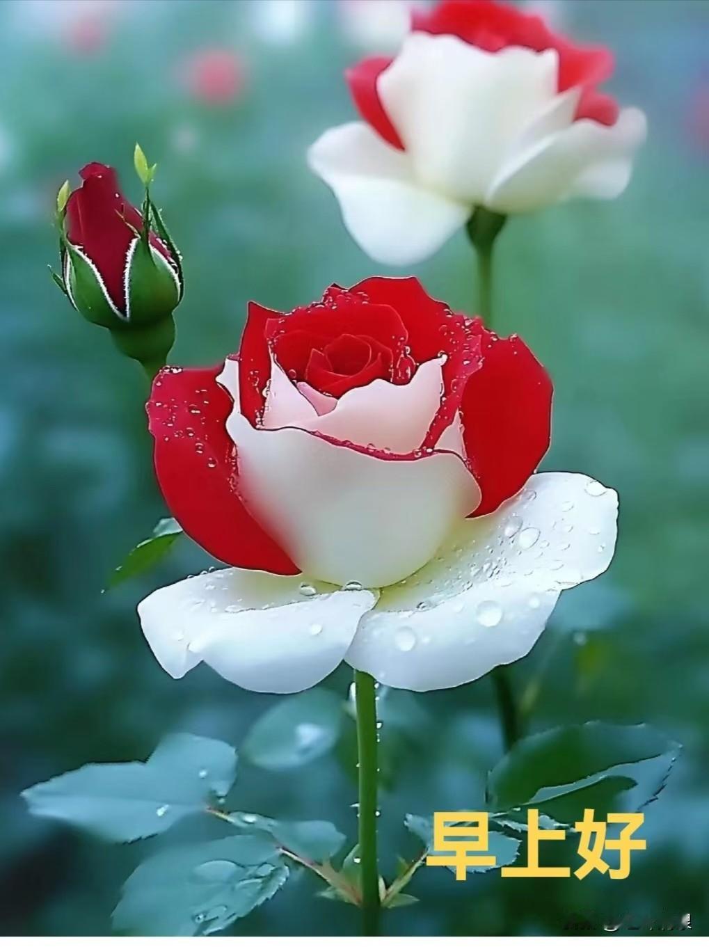 赞玫瑰花

红白相间玫瑰花，
清风拂来暗香发。
不争春色娇艳色，
一抹柔情醉万家