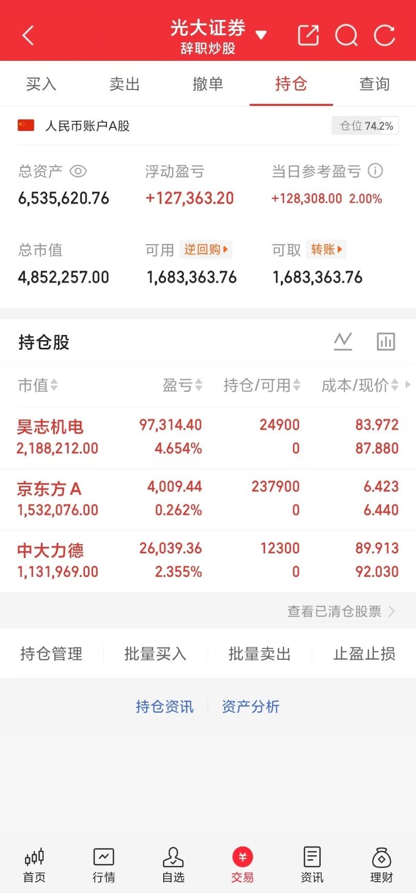 兄弟姐妹们，A股中午收盘啦！小锦鲤的实盘A股记录来啦！ 上期定的目标已达到，接下